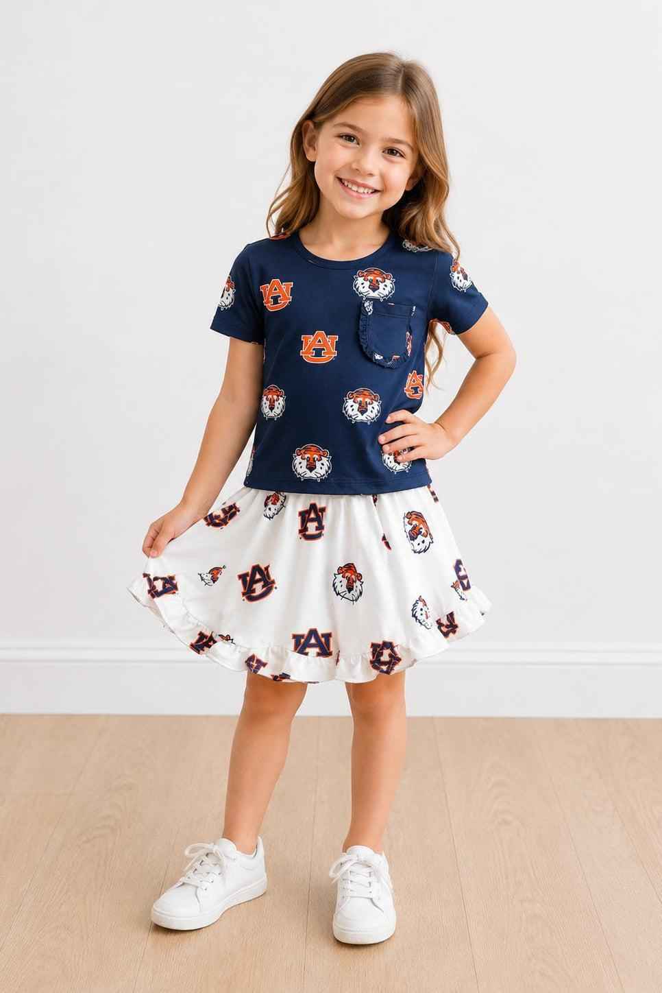 Auburn White Aubie Ruffle Twirl Skort