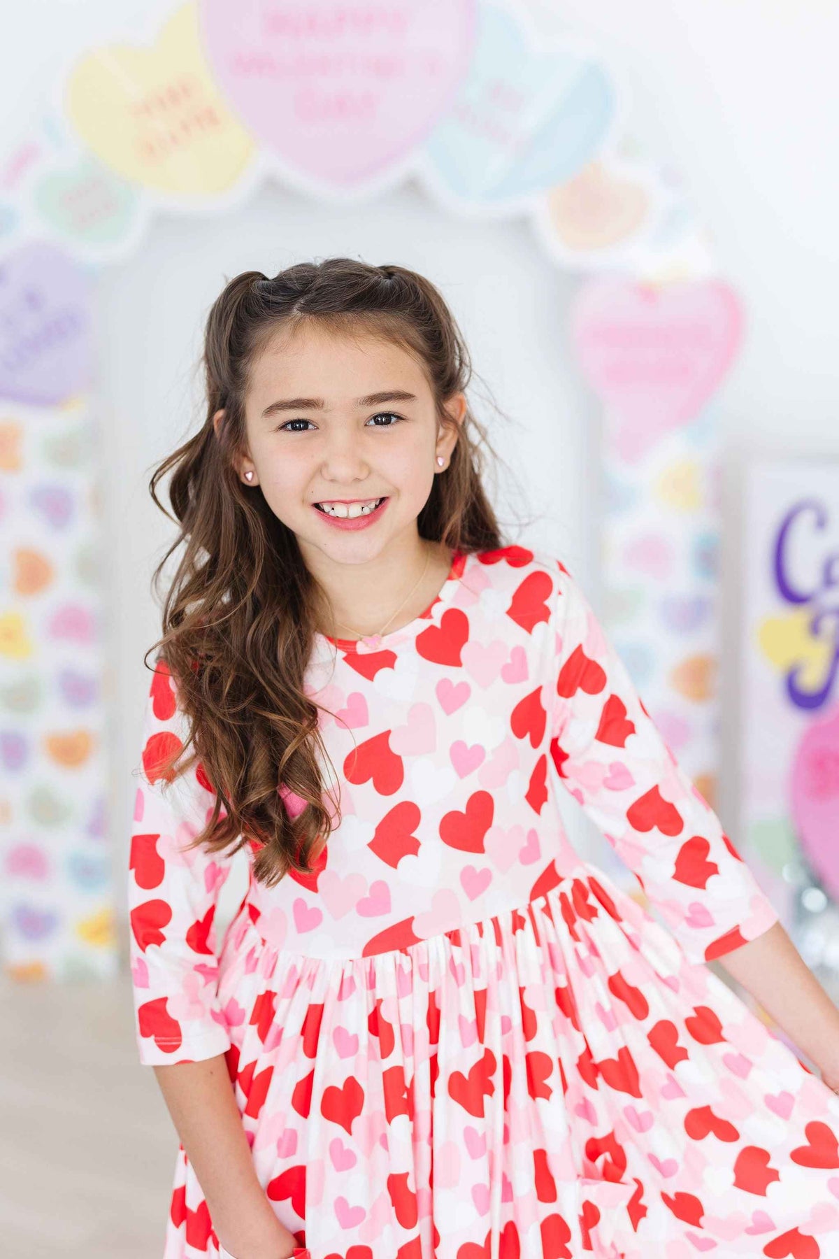 Be Mine 3/4 Sleeve Pocket Twirl Dress - Meera's Mini Mavericks