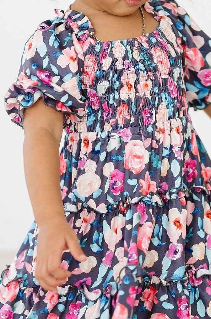 Beauty in Bloom Smocked Ruffle Dress - Meera's Mini Mavericks