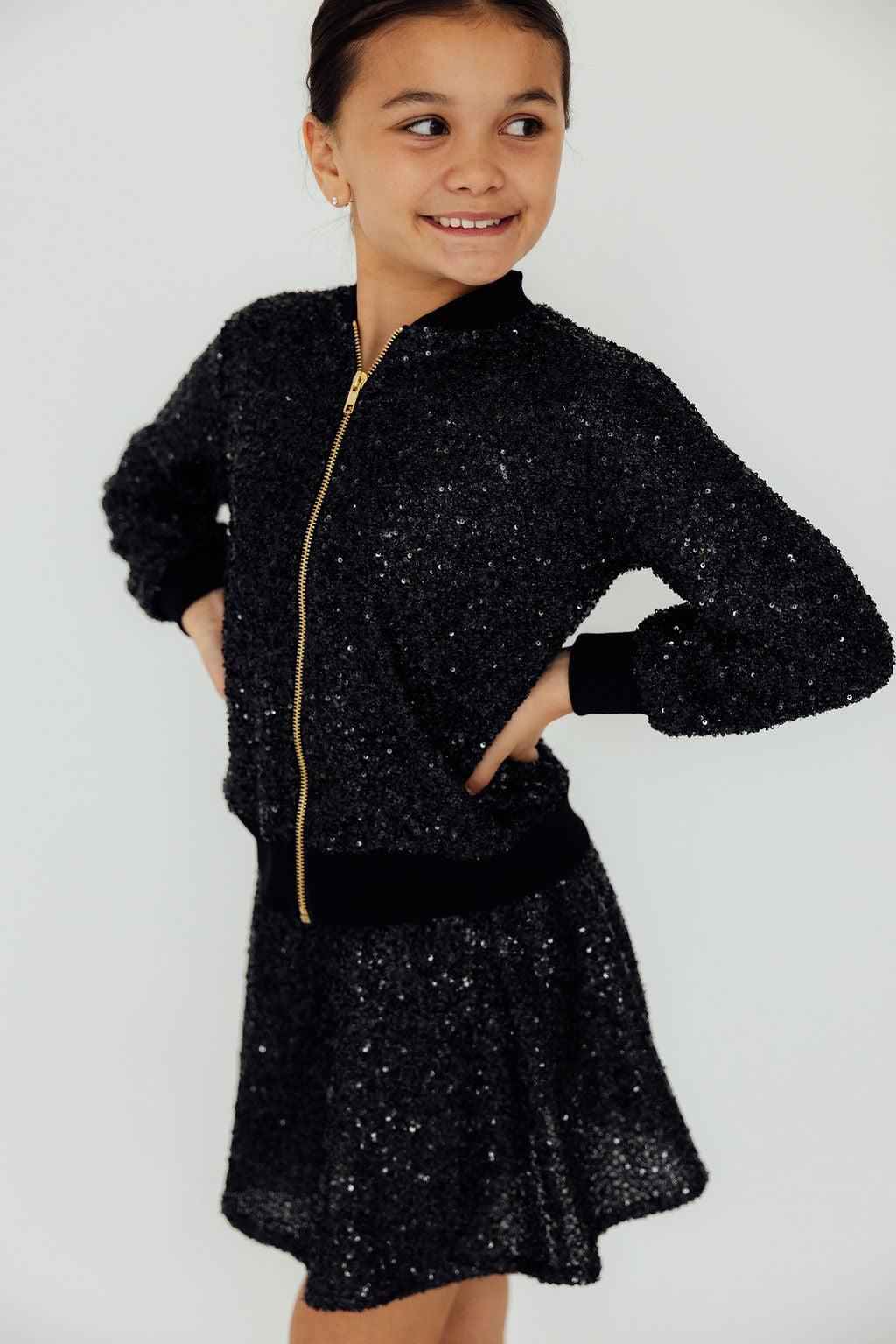 Black Sequin Twirl Skort - Meera's Mini Mavericks