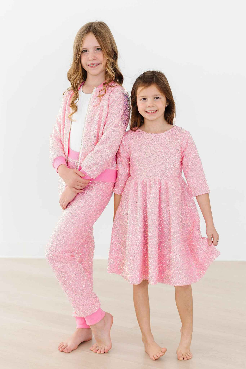 Bubblegum Pink Sequin Joggers - Meera's Mini Mavericks