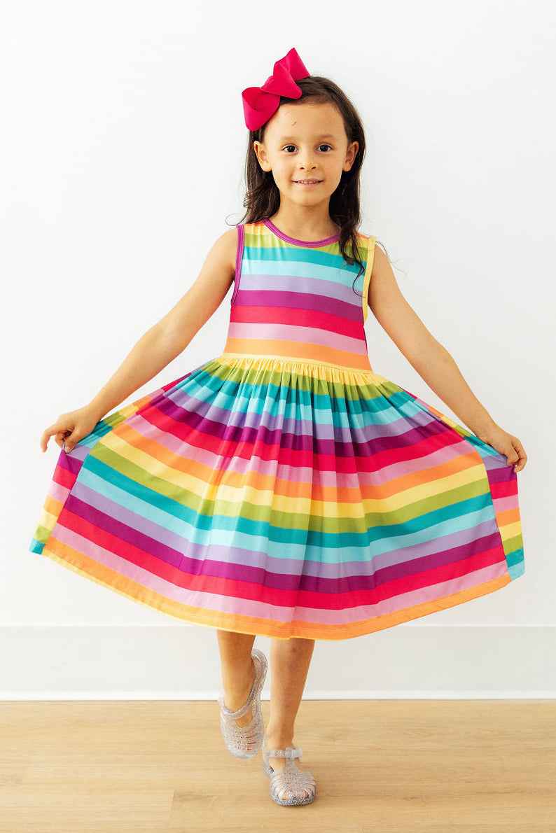 Cheerful Stripes Tank Twirl Dress - Meera's Mini Mavericks