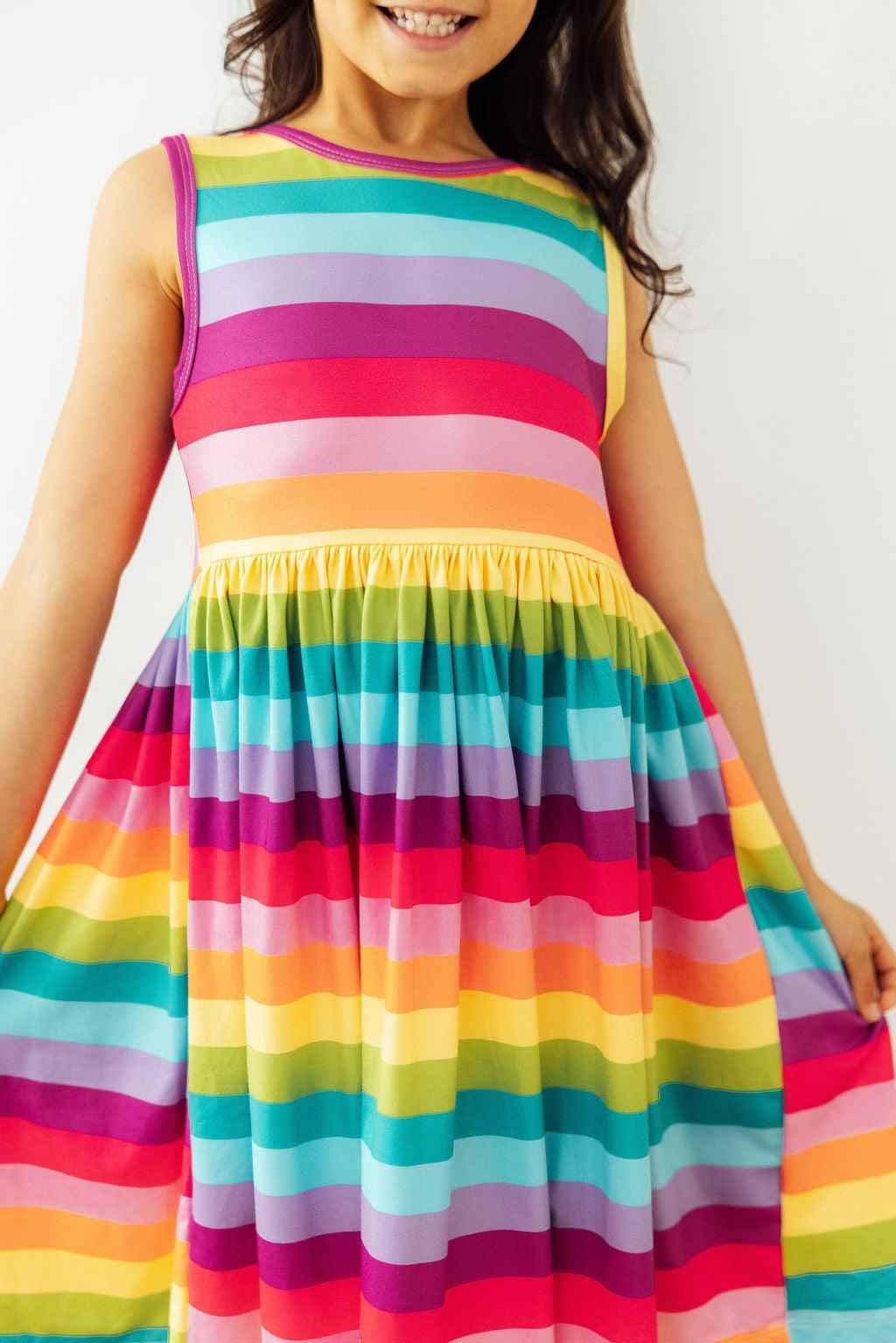 Cheerful Stripes Tank Twirl Dress - Meera's Mini Mavericks