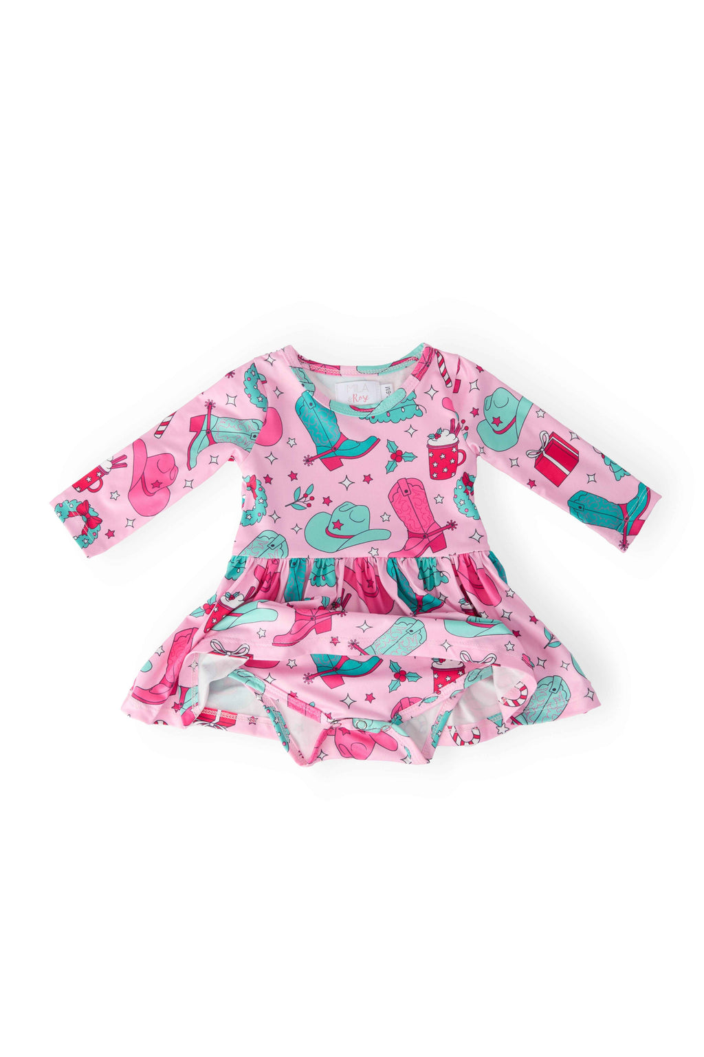 Christmas Cowgirl L/S Twirl Bodysuit - Meera's Mini Mavericks