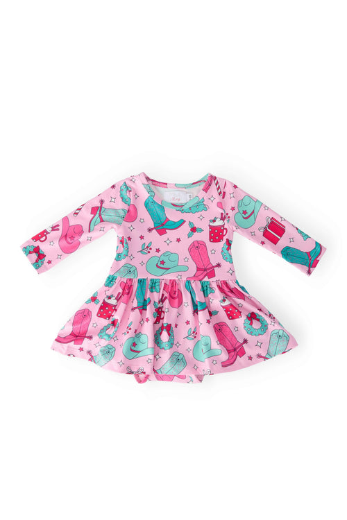 Christmas Cowgirl L/S Twirl Bodysuit - Meera's Mini Mavericks