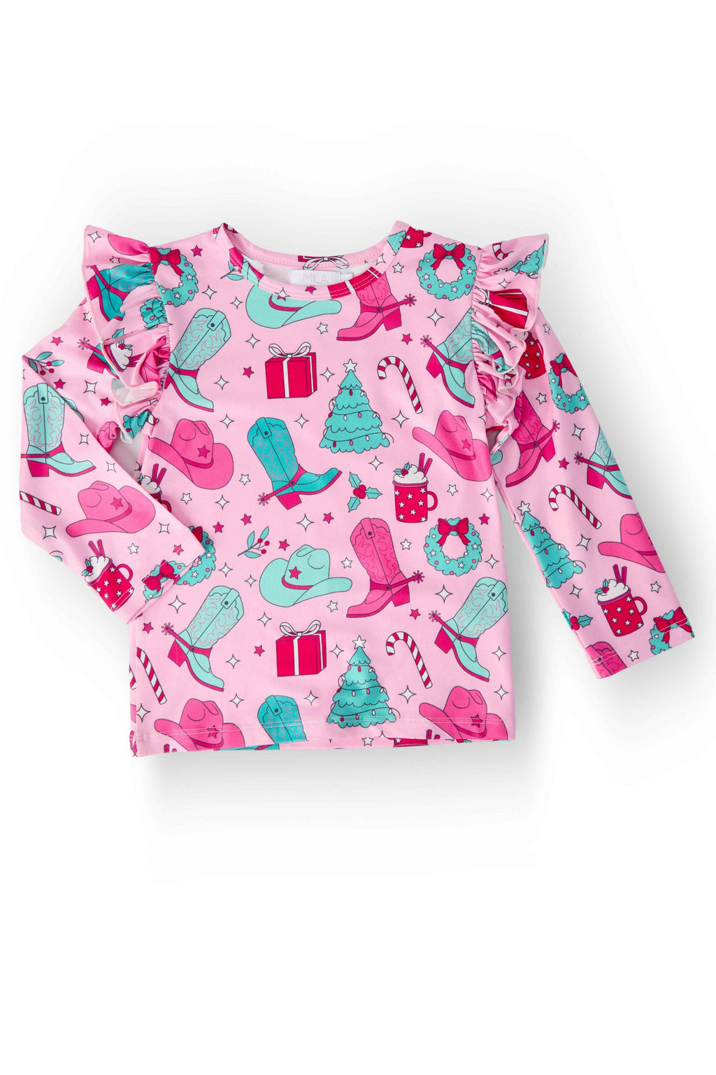 Christmas Cowgirl L/S Ruffle Tee - Meera's Mini Mavericks