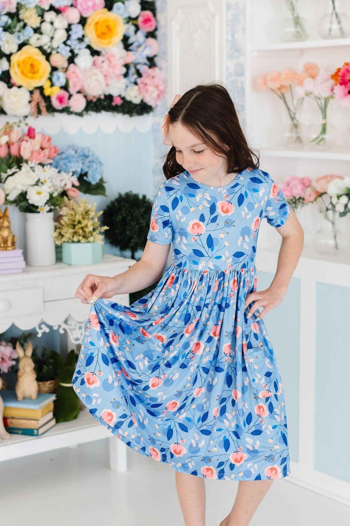 Country Blooms S/S Pocket Twirl Dress - Meera's Mini Mavericks