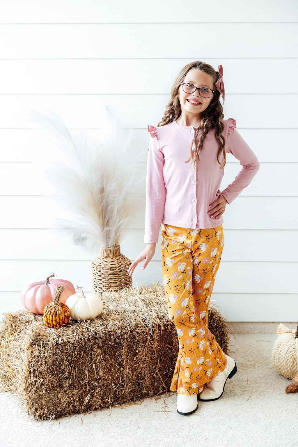 Dandelions in Fall Ribbed Velvet Bells - Meera's Mini Mavericks