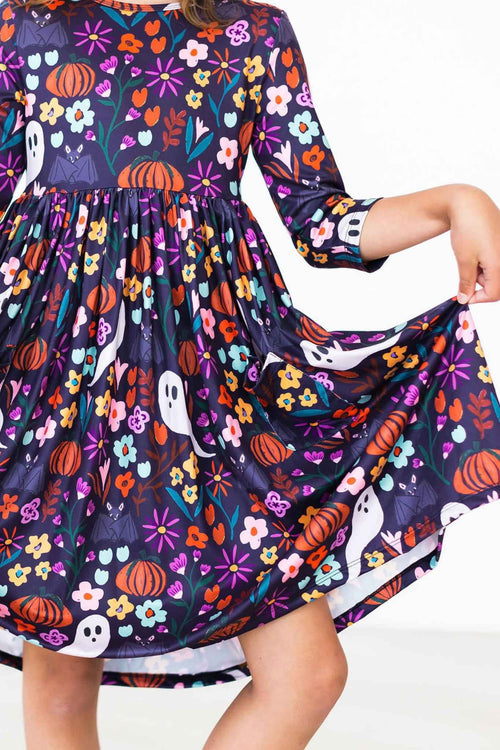 Fangtastic 3/4 Sleeve Pocket Twirl Dress - Meera's Mini Mavericks