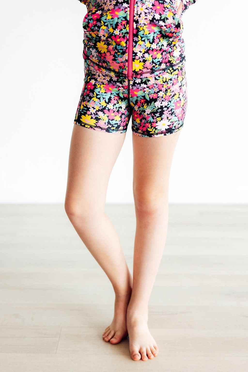 SALE Flexible Floral Active Shorty Shorts - Meera's Mini Mavericks