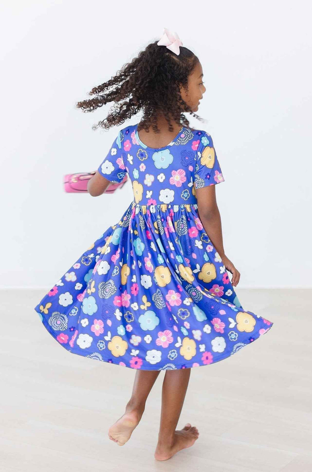 Floral Frenzy S/S Pocket Twirl Dress - Meera's Mini Mavericks