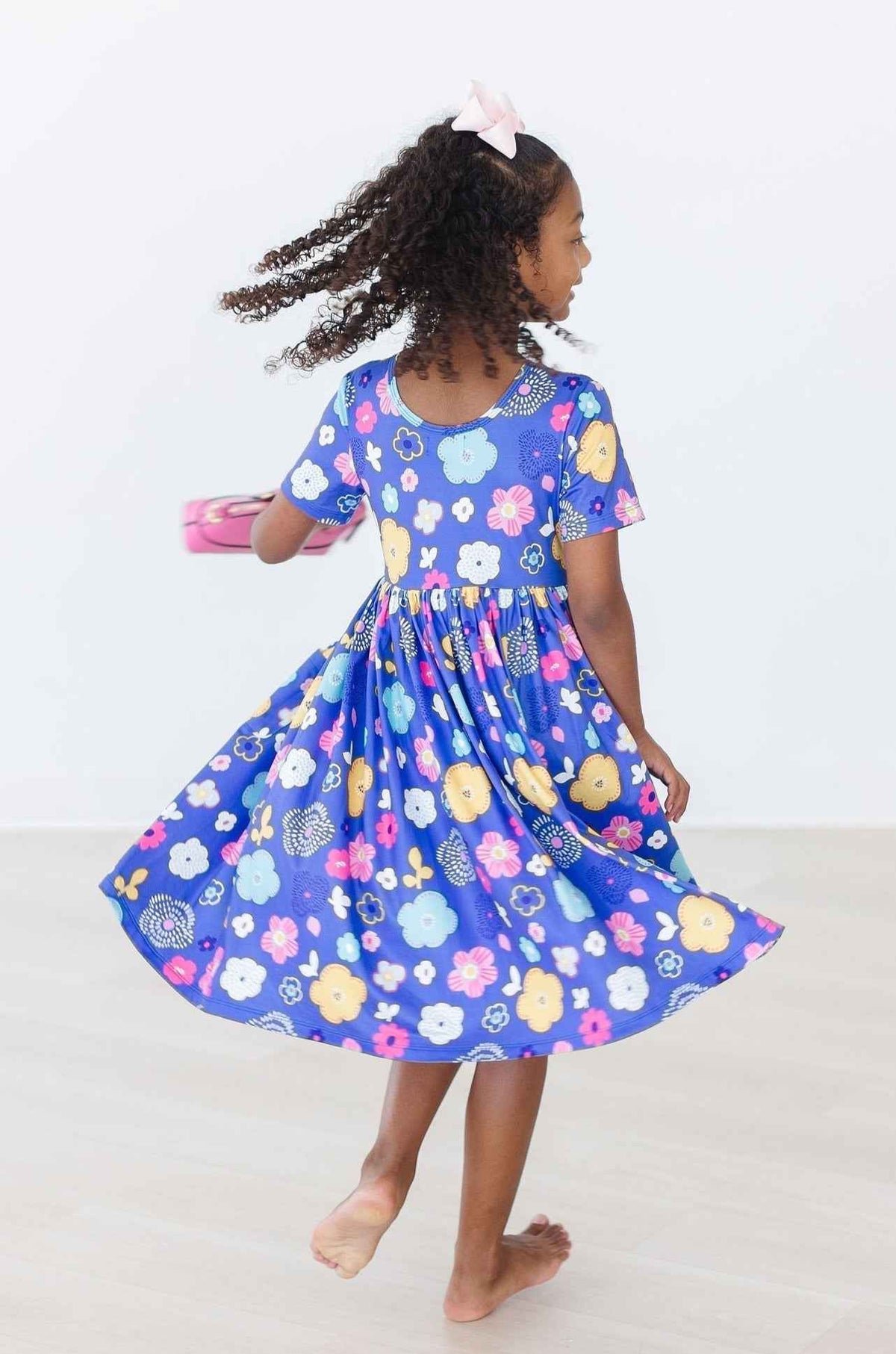Floral Frenzy S/S Pocket Twirl Dress - Meera's Mini Mavericks