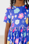 Floral Frenzy S/S Pocket Twirl Dress - Meera's Mini Mavericks