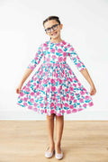 SALE Garden Glow 3/4 Sleeve Pocket Twirl Dress - Meera's Mini Mavericks