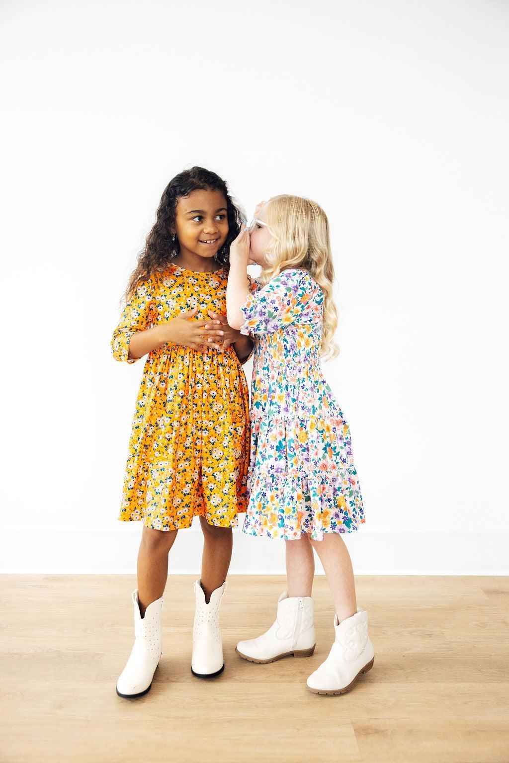 Garden Groove Smocked Ruffle Dress - Meera's Mini Mavericks