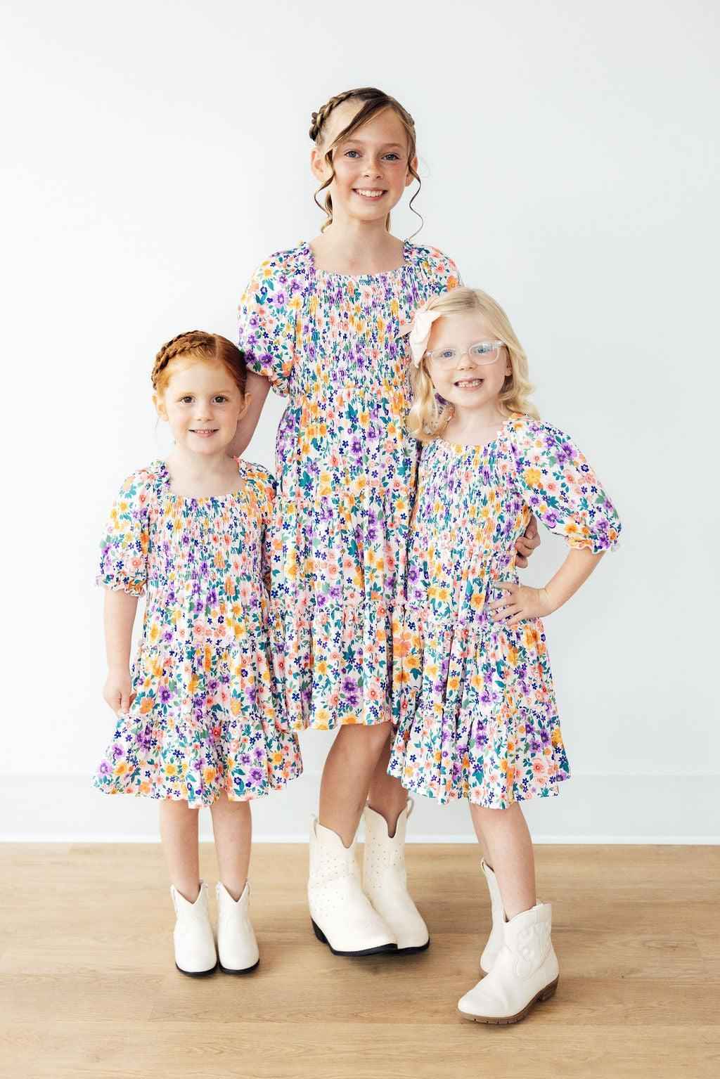 Garden Groove Smocked Ruffle Dress - Meera's Mini Mavericks
