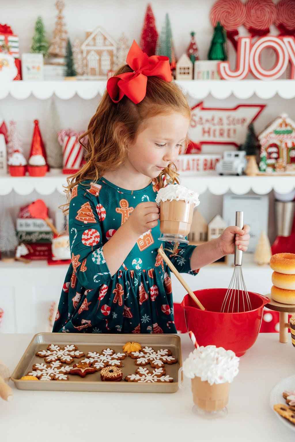 Gingerbread House 3/4 Sleeve Pocket Twirl Dress - Meera's Mini Mavericks