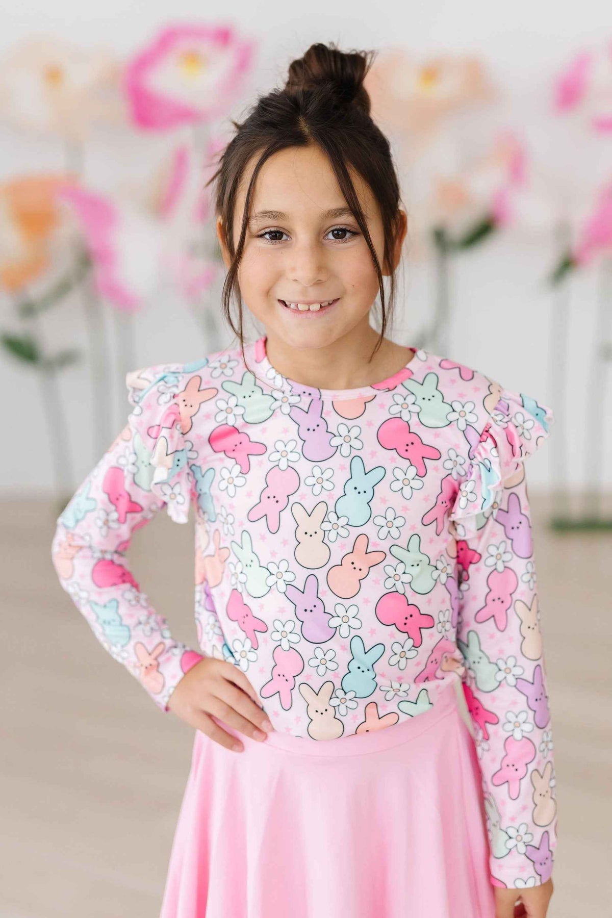 Hangin with My Peeps L/S Ruffle Tee - Meera's Mini Mavericks