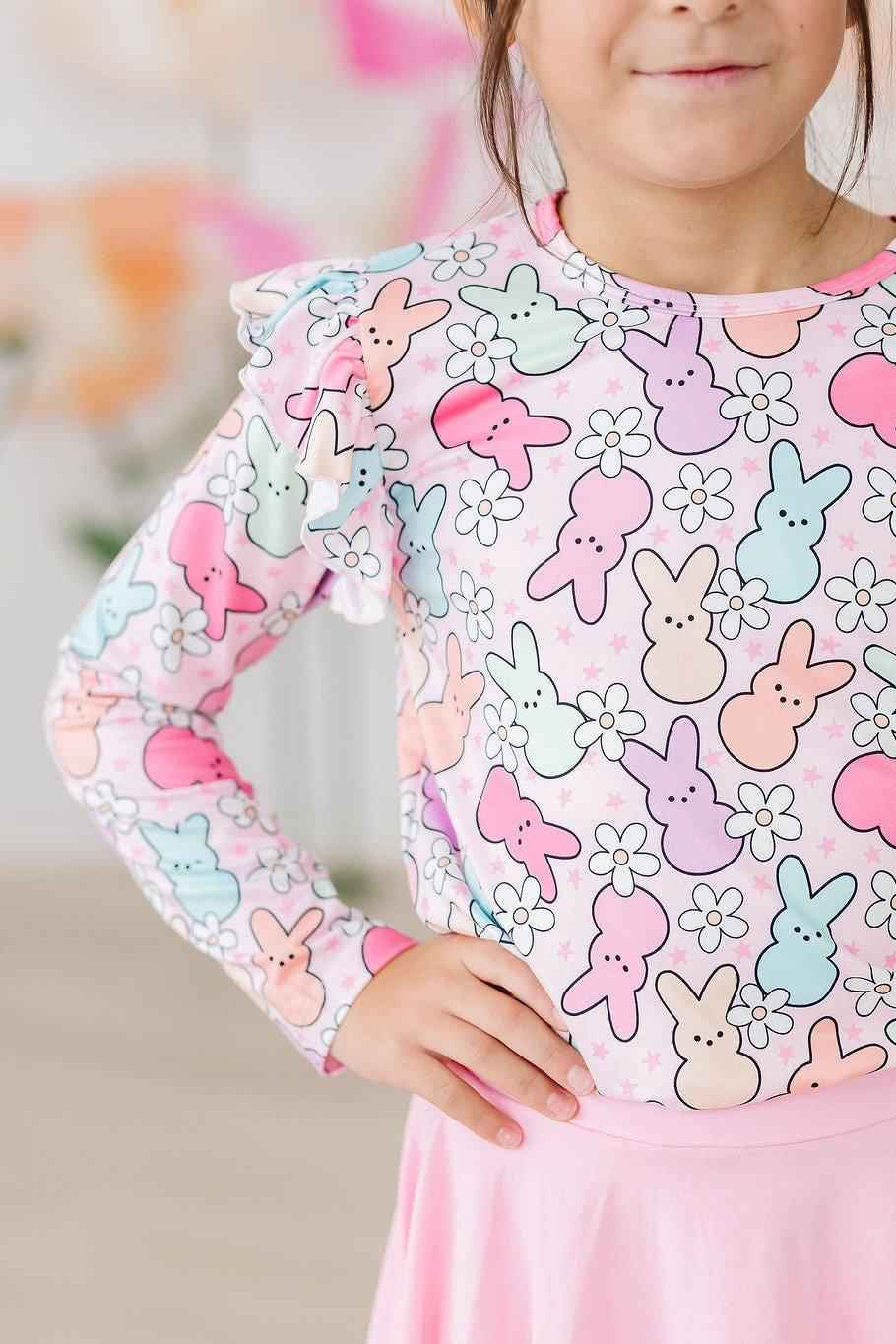 Hangin with My Peeps L/S Ruffle Tee - Meera's Mini Mavericks