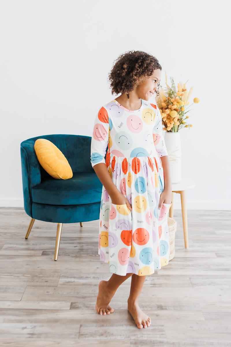 Happy Days 3/4 Pocket Twirl Dress - Meera's Mini Mavericks