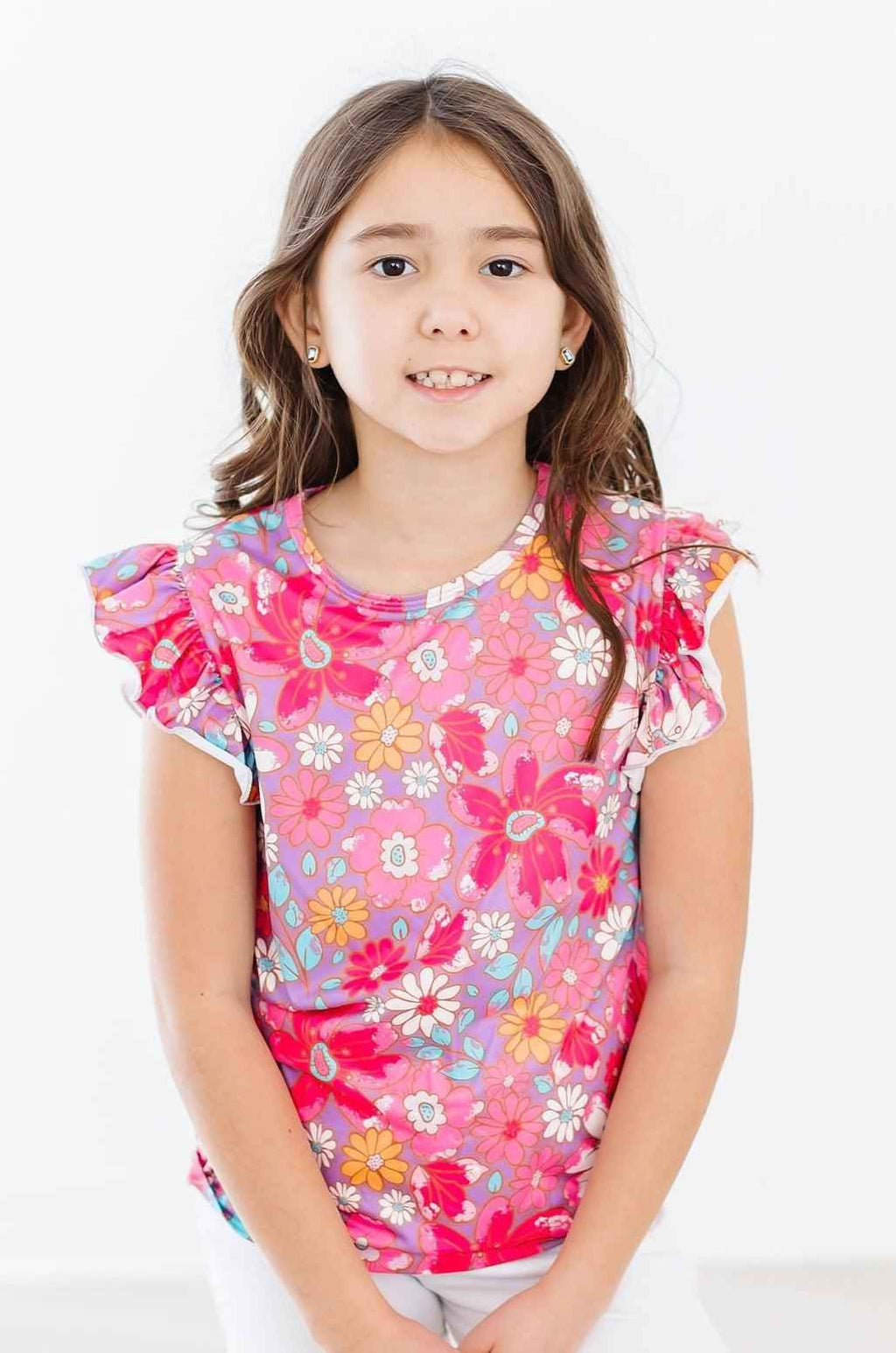 SALE Hawaiian Floral S/S Ruffle Tee - Meera's Mini Mavericks