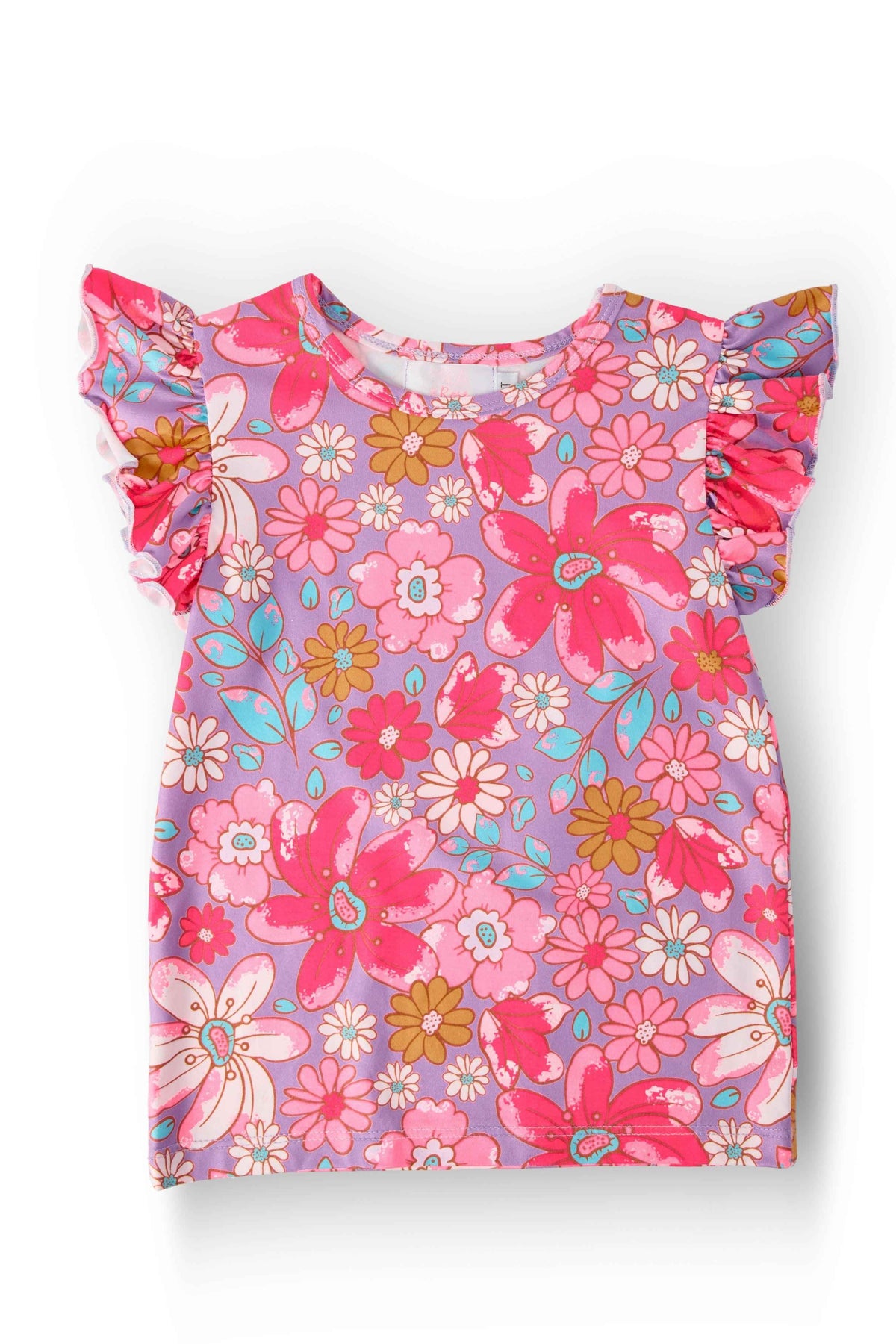 SALE Hawaiian Floral S/S Ruffle Tee - Meera's Mini Mavericks