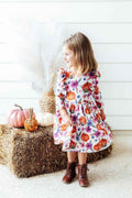 Hey Pumpkin 3/4 Sleeve Ruffle Twirl Dress - Meera's Mini Mavericks