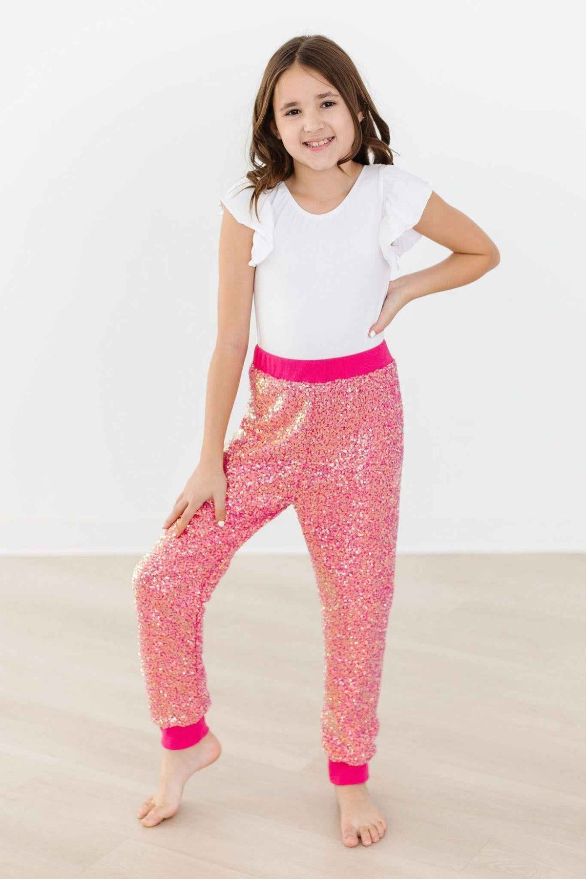 Hot Pink Sequin Joggers - Meera's Mini Mavericks