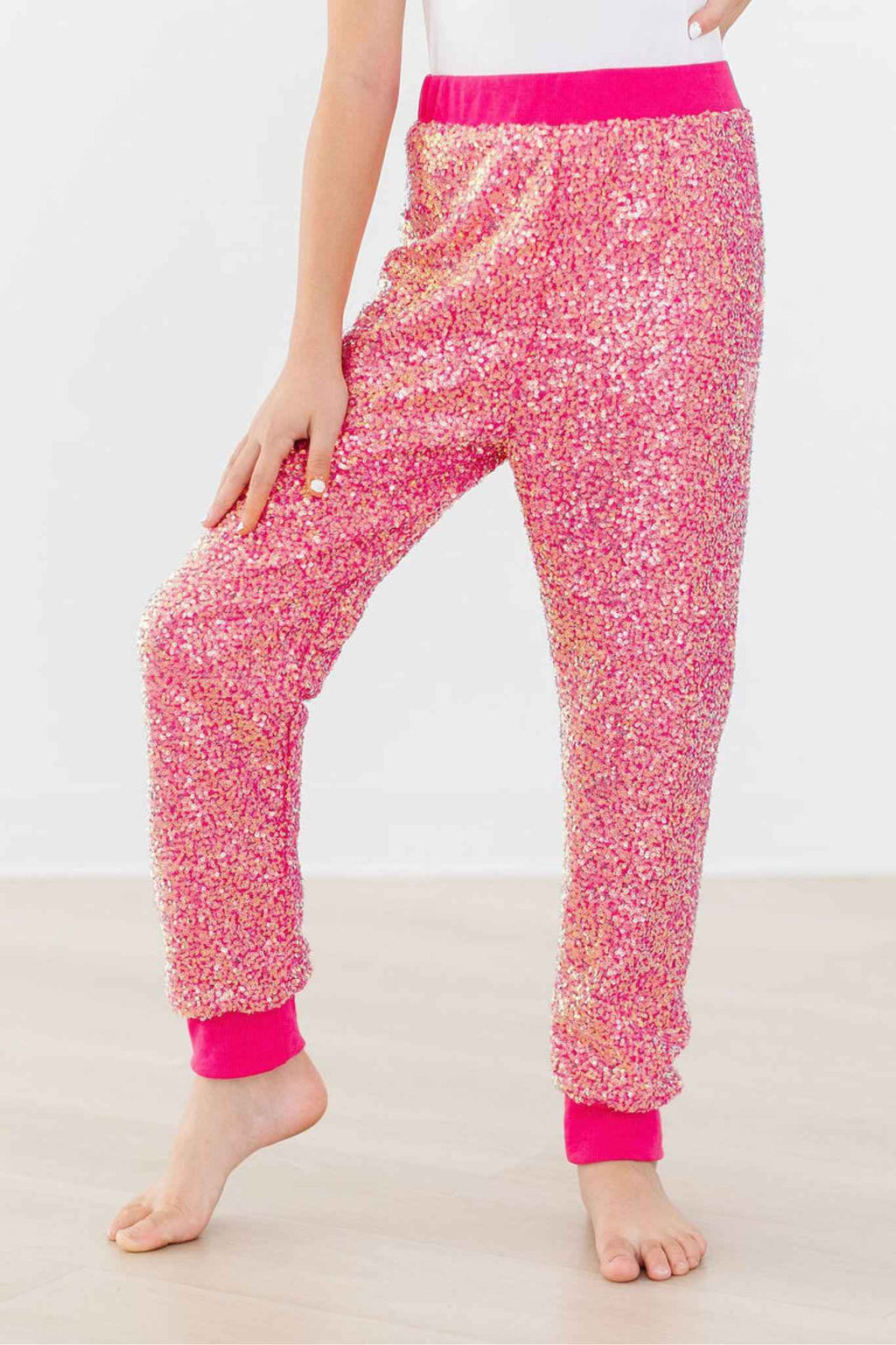 Hot Pink Sequin Joggers - Meera's Mini Mavericks