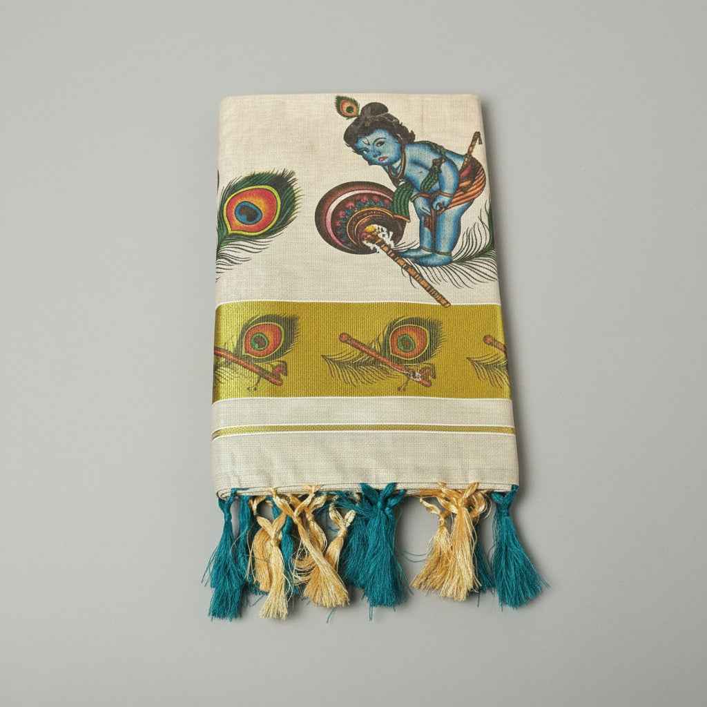 Lord Krishna Heritage Handloom Tissue Cotton Saree