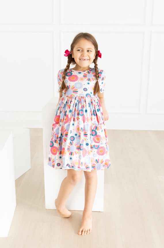 Keep Growing S/S Pocket Twirl Dress - Meera's Mini Mavericks