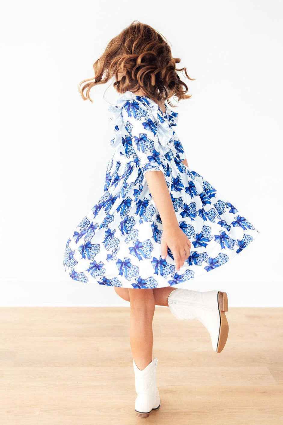 Lone Star 3/4 Sleeve Ruffle Twirl Dress - Meera's Mini Mavericks
