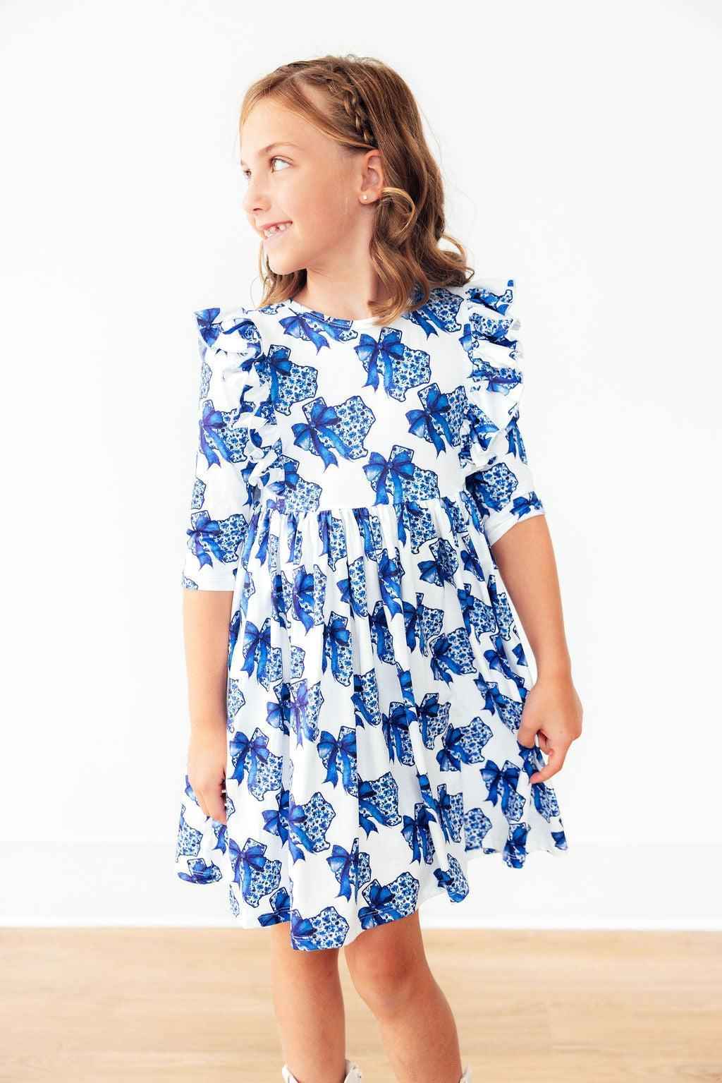 Lone Star 3/4 Sleeve Ruffle Twirl Dress - Meera's Mini Mavericks