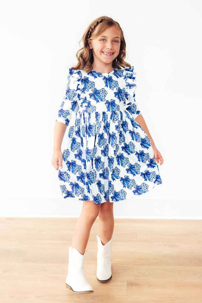 Lone Star 3/4 Sleeve Ruffle Twirl Dress - Meera's Mini Mavericks