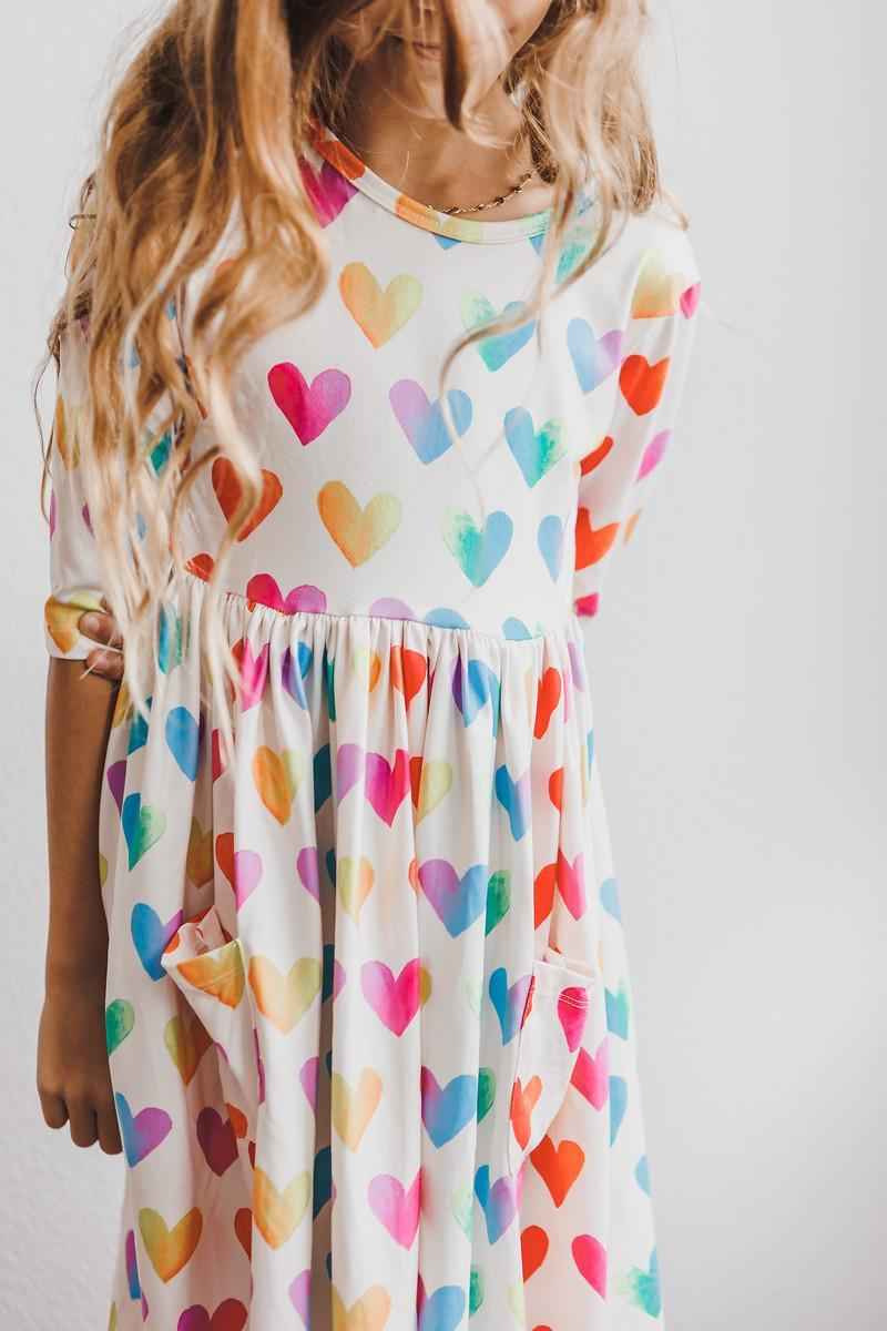 Lotta Love 3/4 Sleeve Pocket Twirl Dress - Meera's Mini Mavericks