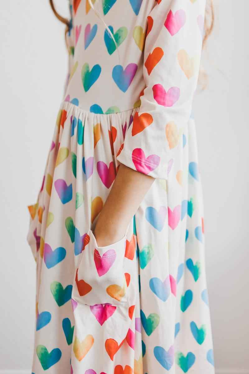 Lotta Love 3/4 Sleeve Pocket Twirl Dress - Meera's Mini Mavericks