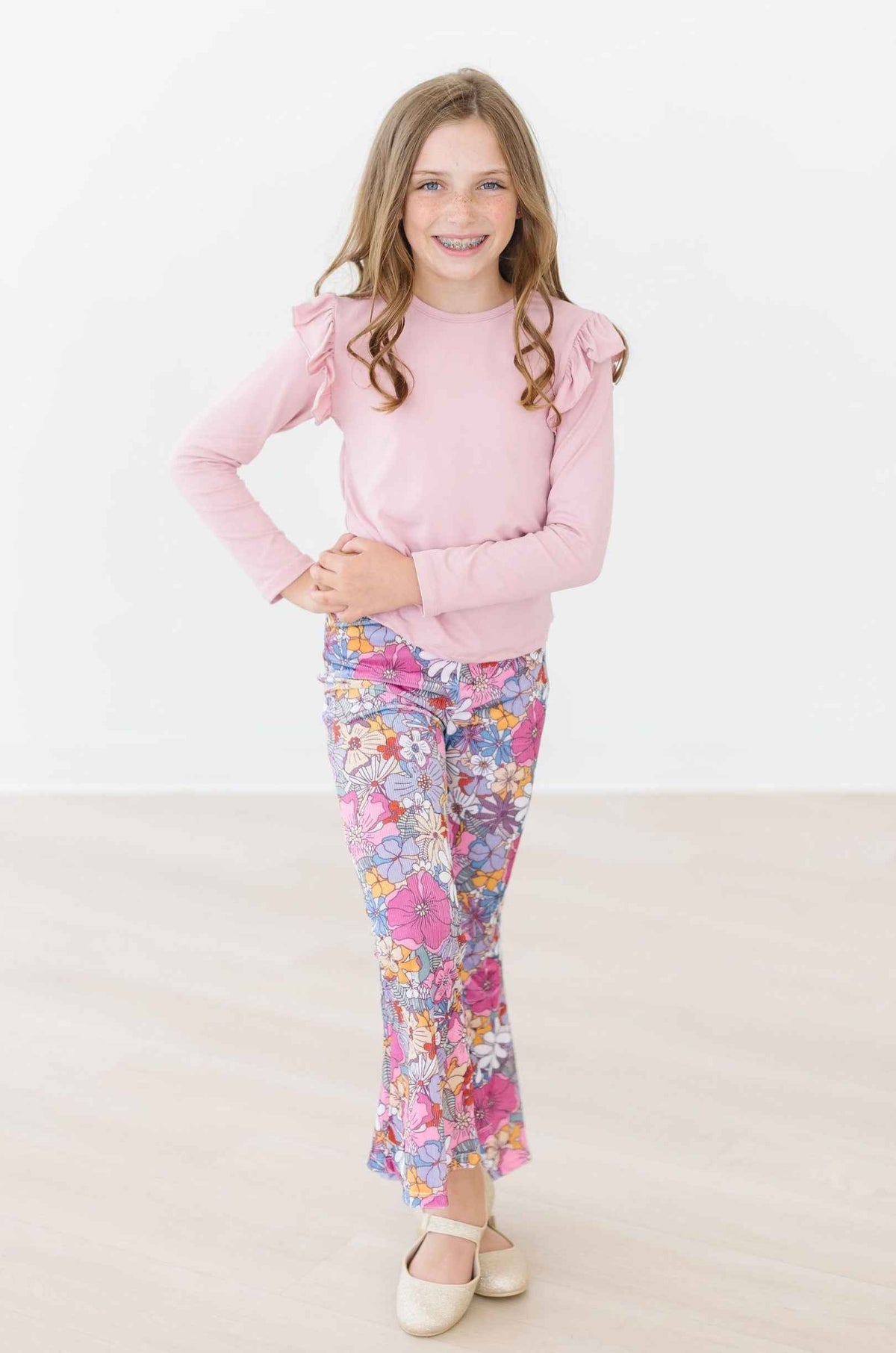 Mauve What's Up Buttercup Ribbed Velvet Bells - Meera's Mini Mavericks