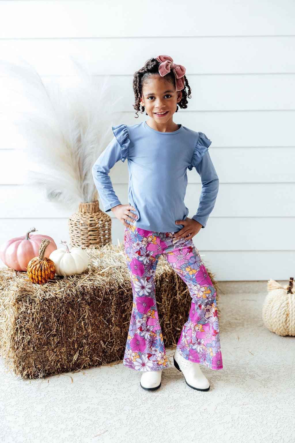 Mauve What's Up Buttercup Ribbed Velvet Bells - Meera's Mini Mavericks