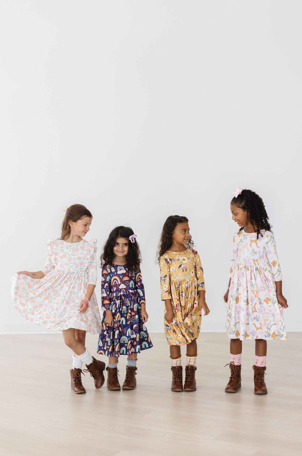 Midnight Rainbow 3/4 Sleeve Pocket Twirl Dress - Meera's Mini Mavericks