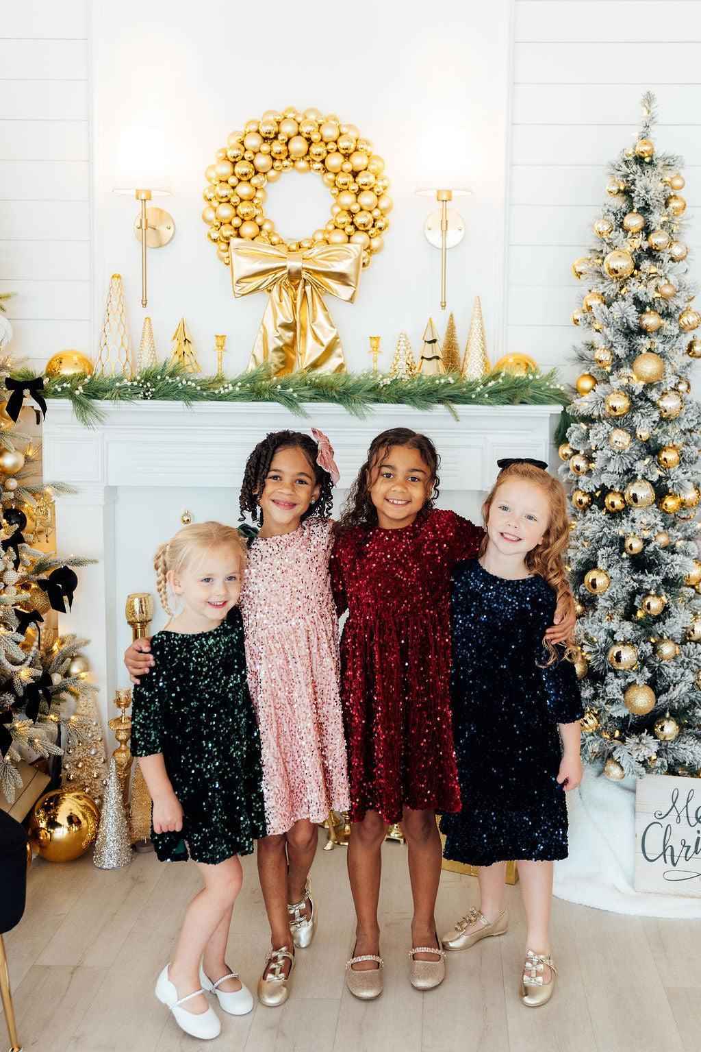 Rose Gold Velvet Sequin Dress - Meera's Mini Mavericks