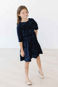 Navy Blue Velvet Sequin Dress - Meera's Mini Mavericks