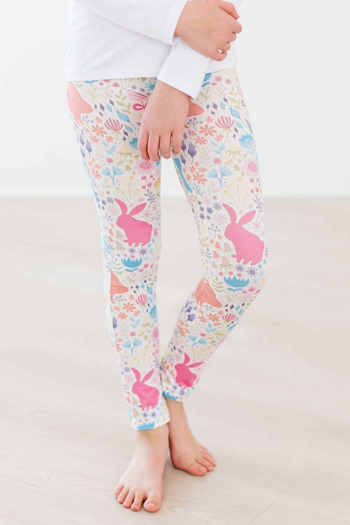 Pastel Floral Bunnies Leggings - Meera's Mini Mavericks