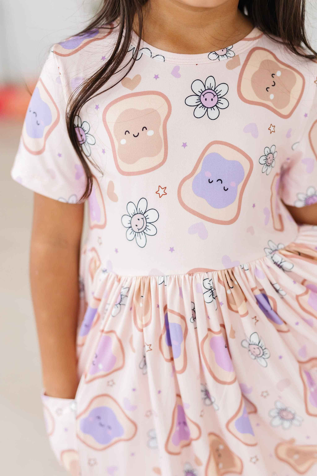 Peanut Butter Jelly Time S/S Pocket Twirl Dress - Meera's Mini Mavericks