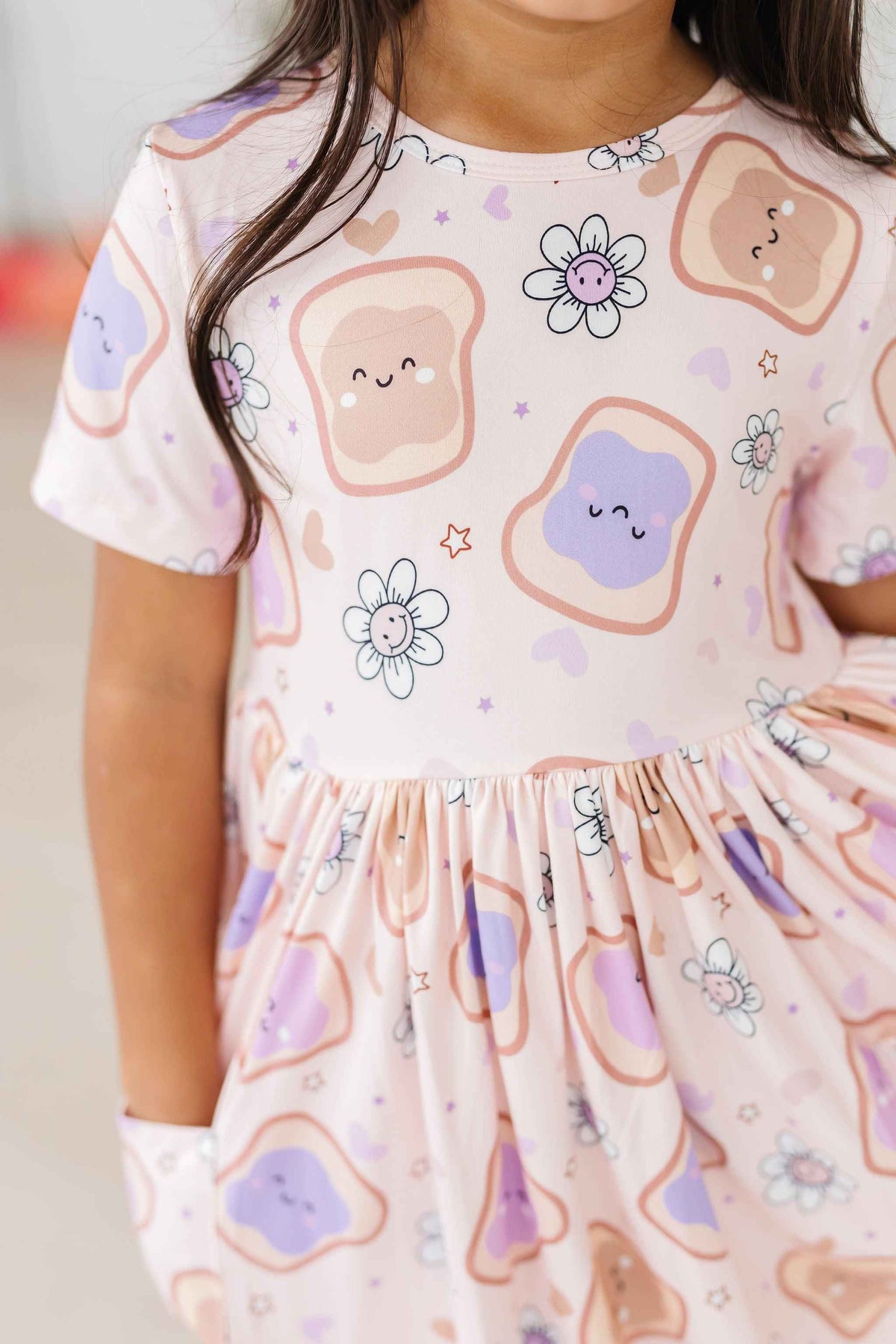 Peanut Butter Jelly Time S/S Pocket Twirl Dress - Meera's Mini Mavericks