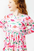 Pinkosaurus Rex L/S Pocket Twirl Dress - Meera's Mini Mavericks