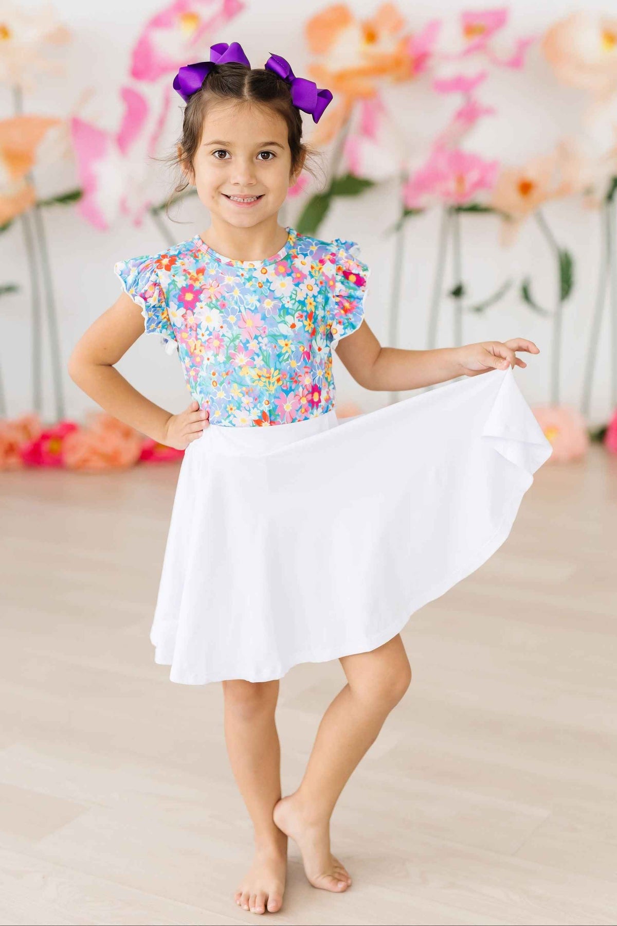 Preppy Floral S/S Ruffle Tee - Meera's Mini Mavericks