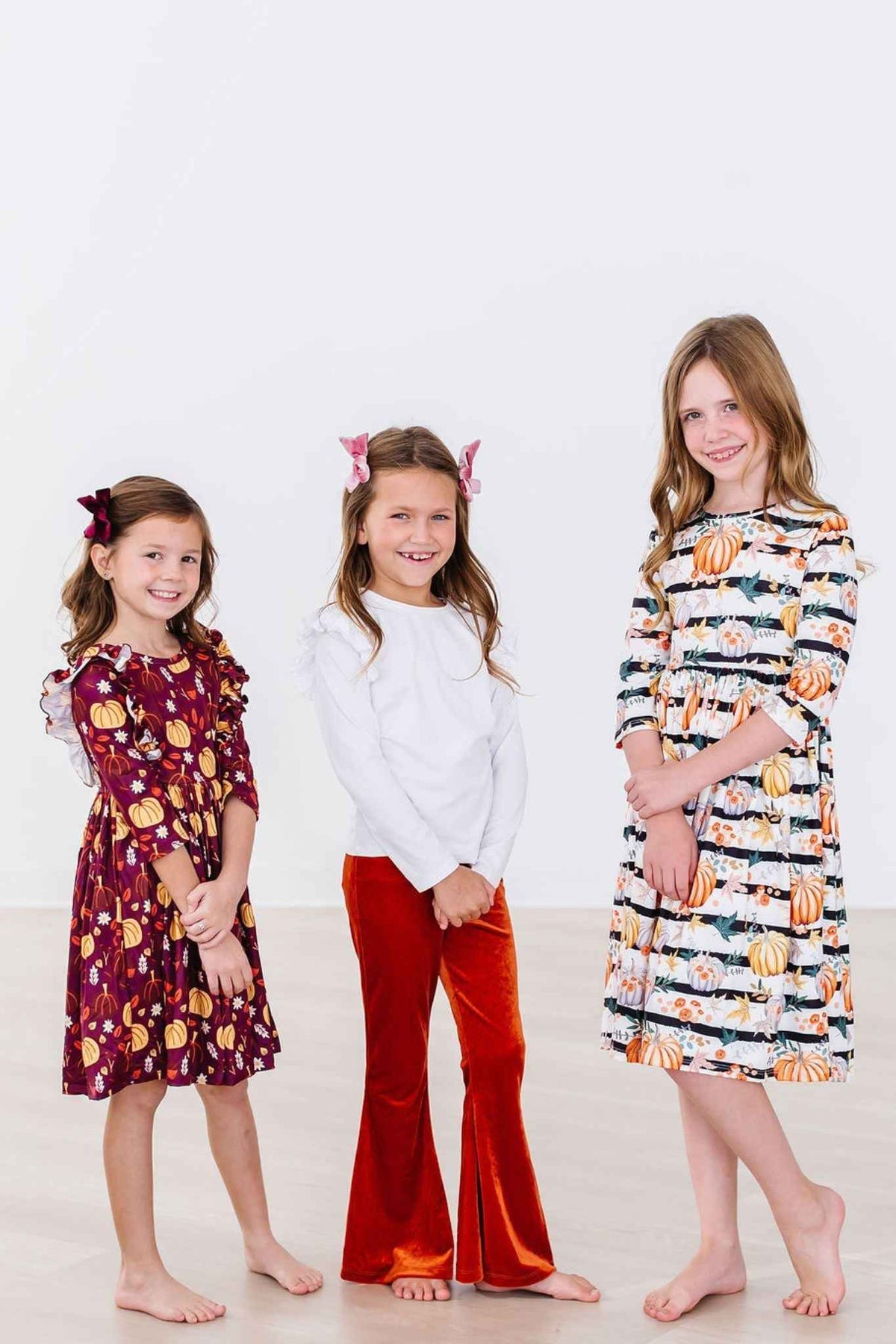 Pumpkins & Peonies 3/4 Sleeve Pocket Twirl Dress - Meera's Mini Mavericks