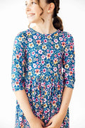 Rainforest Blooms 3/4 Sleeve Pocket Twirl Dress - Meera's Mini Mavericks