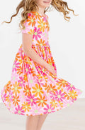 Retro Daisies S/S Pocket Twirl Dress - Meera's Mini Mavericks