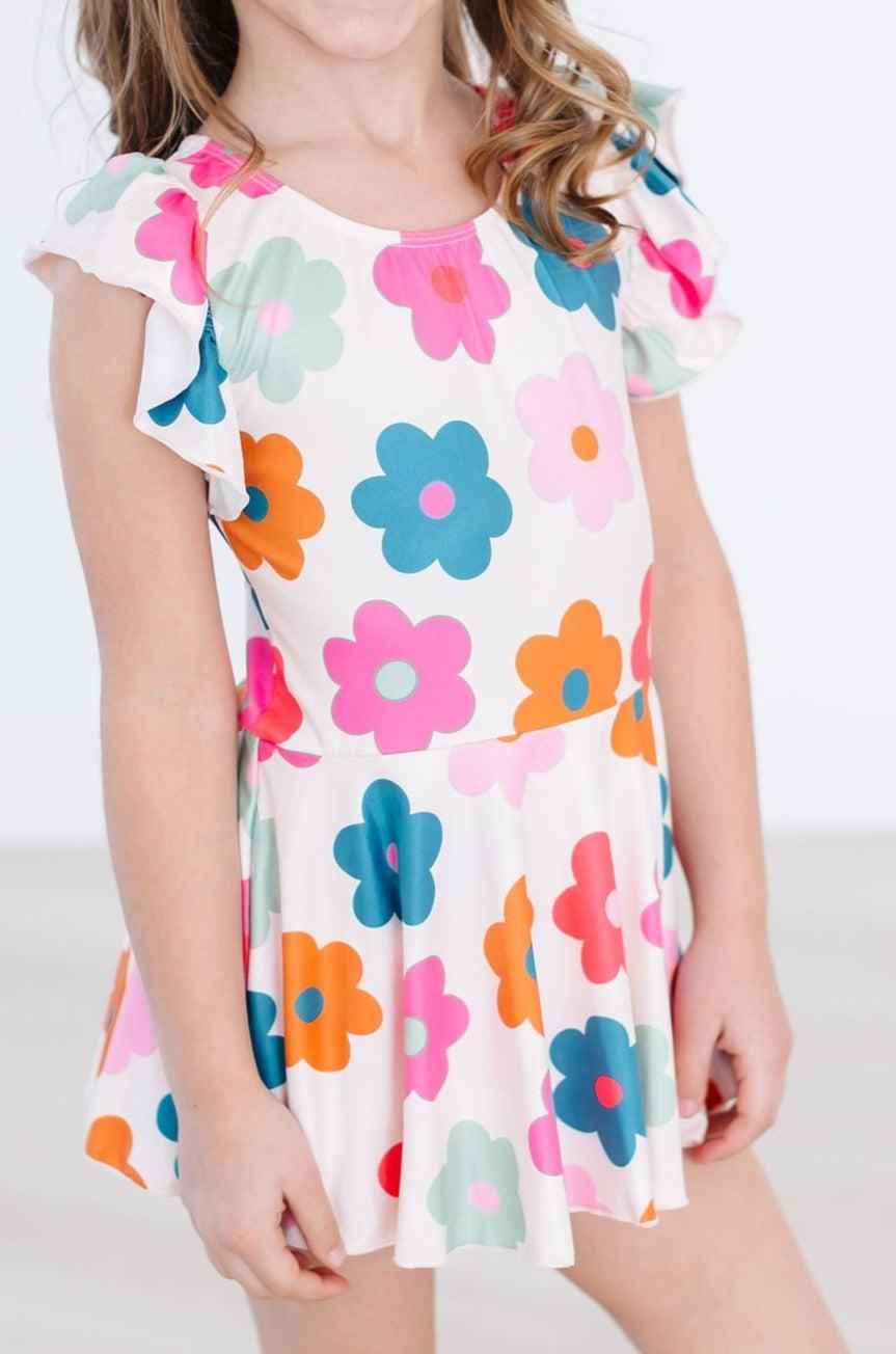Retro Floral S/S Twirl Leotard - Meera's Mini Mavericks